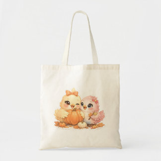 Fluffy Bird Friends Halloween Pompoen Boodschappen Tote Bag