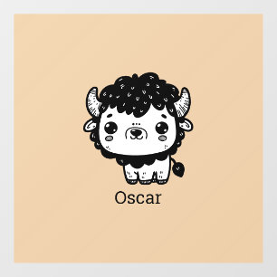 Fluffy Bison Baby - Kawaii Boerderij Dieren Kunst Raamsticker