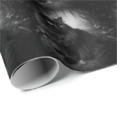 Fluffy Black Cat in Misty Bossen Cadeaupapier (Rol Hoek)