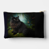 Fluffy Black Cat in Misty Bossen Naam Voorkant Etui (Achterkant)