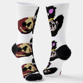 Fluffy Black Cat Jack o Lantern fun  Sokken (Gebogen)