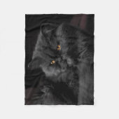 Fluffy Black Cat relaxing Fleece Deken (Voorkant)