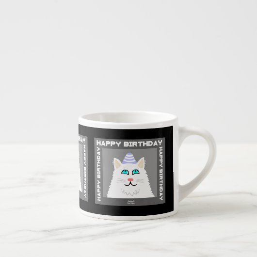 Fluffy Blanc Chat Espresso Mug (Droite)