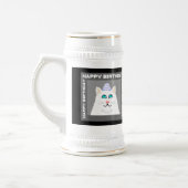 Fluffy Blanc Chat Stein Mug (Gauche)