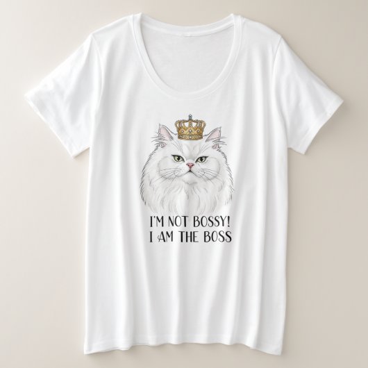 Fluffy Blanc Perse Chat Avec Couronne Drôle Citati (Design devant)