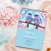 Fluffy Bluebirds en Cherry Blossom Baby shower Kaart