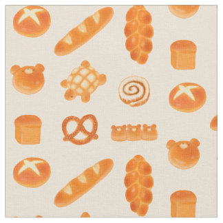 Fluffy Bread Bakery Hand getrokken kunst patroon Stof