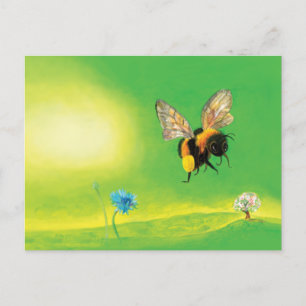Fluffy Bumblebee Vliegillustratie Briefkaart