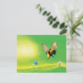 Fluffy Bumblebee Vliegillustratie Briefkaart (Staand voorkant)