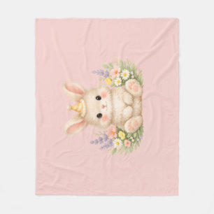 Fluffy Bunny Bloemontwerp voor een Betoverende Tui Fleece Deken