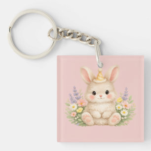 Fluffy Bunny Bloemontwerp voor een Betoverende Tui Sleutelhanger