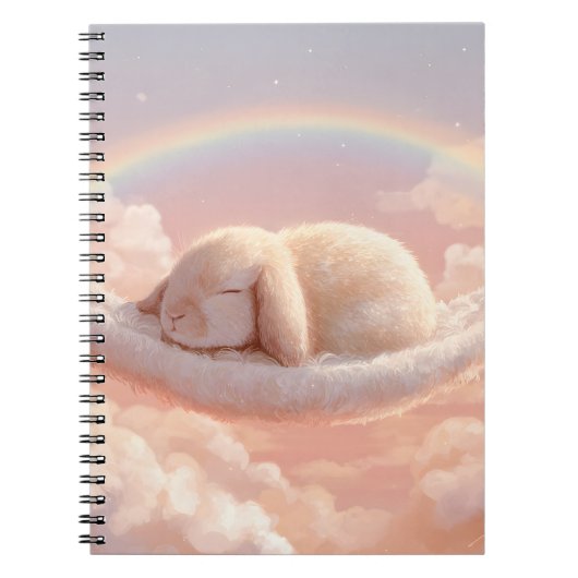 Fluffy Bunny Cloud Rainbow Dream Carnet (Devant)