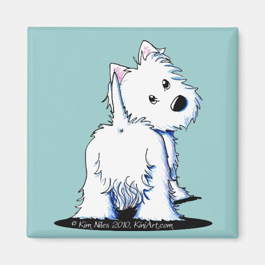 Fluffy Butt Westie Magneet (Voorkant)