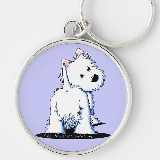 Fluffy Butt Westie Sleutelhanger (Voorkant)