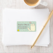 Fluffy Cat and Yellow Butterfly Aangepaste tekst Etiket (Insitu)