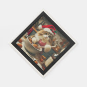 Fluffy cat baking boozy christmas pudding  servet (Hoek)