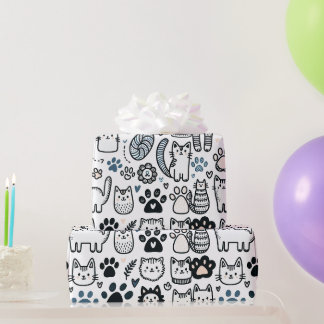 Fluffy Cat Doodle is een geweldig ontwerp voor elk Cadeaupapier