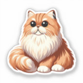 Fluffy Cat – Glowing Oranje Eyes Art Sticker (Voorkant)