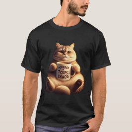Fluffy Cat Powered By 7 Cups of Chaos T-shirt