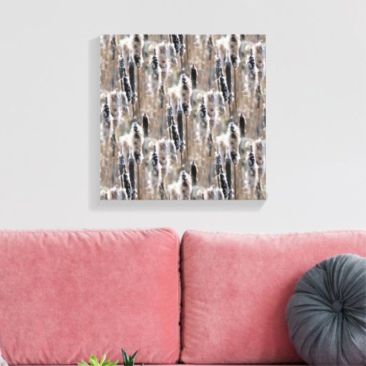 Fluffy Cattails Vermenigvuldigde Natuur Canvas Afdruk (Insitu (Woonkamer))