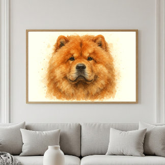 Fluffy Chow Chow Waterverf Portret Poster