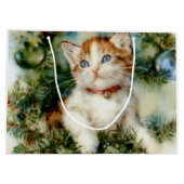 Fluffy christmas cat Watercolor Groot Cadeauzakje (Achterkant)