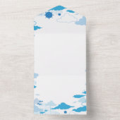 Fluffy Cloud Sunny Blue Sky Patroon All In One Uitnodiging (Binnen)