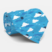 Fluffy Cloud Sunny Blue Sky Patroon Stropdas (Opgerold)