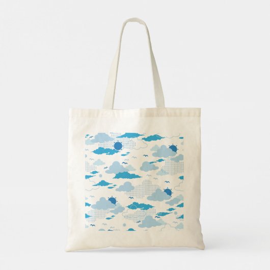Fluffy Cloud Sunny White Sky Patroon Tote Bag (Achterkant)