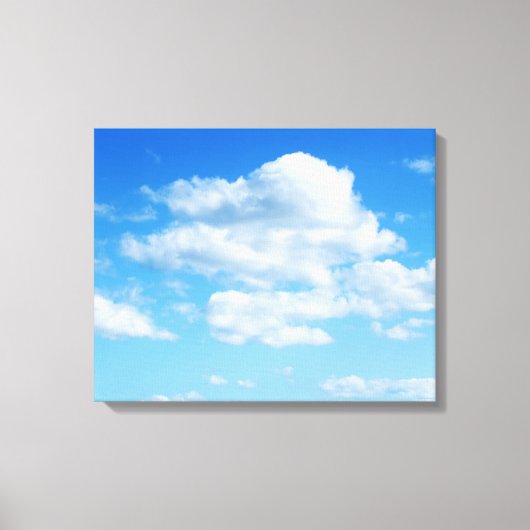 Fluffy Clouds en Blue Sky Canvas Afdruk (Voorkant)