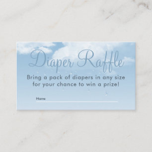 Fluffy Clouds Raindrops Baby shower Diaper Raffle Informatiekaartje