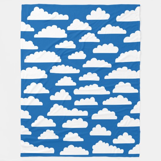 Fluffy Clouds - White op Blue 005cad Fleece Deken (Voorkant)