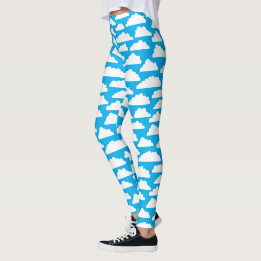 Fluffy Clouds - Wit op #00b0ef Sky Blue Leggings (Links)