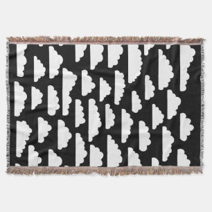 Fluffy Clouds - wit op zwart Deken