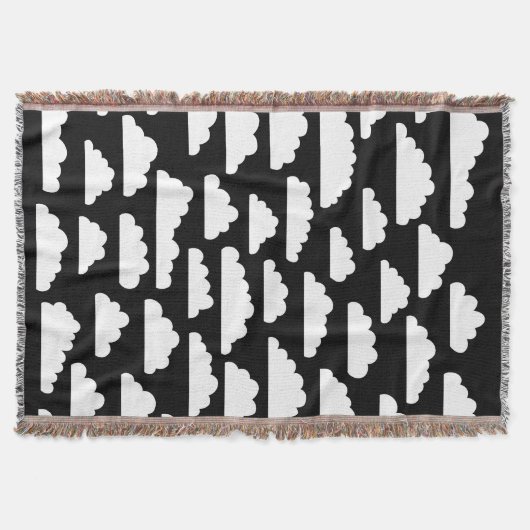 Fluffy Clouds - wit op zwart Deken (Voorkant)