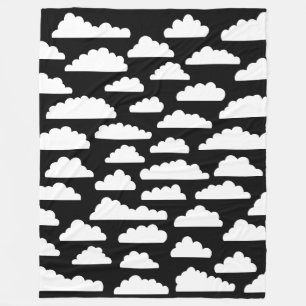 Fluffy Clouds - wit op zwart Fleece Deken