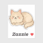 Fluffy Cream Persian Cat Sleeping Sticker (Vel)