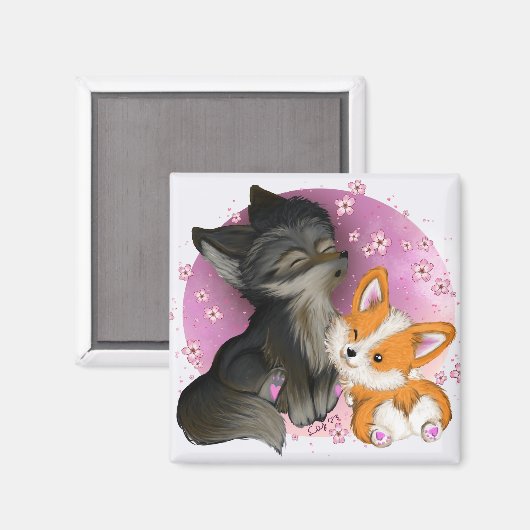 Fluffy Cuddles Magnet Magneet (Voorkant / Achterkant)