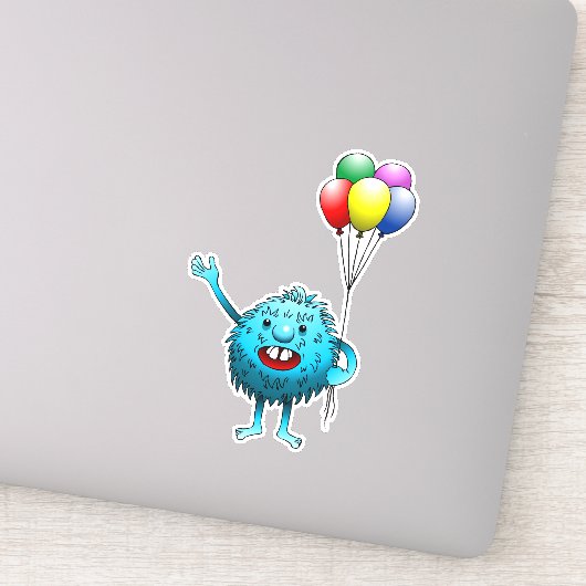 Fluffy & Cute avec ballons Autocollant vinyle (Détail)