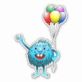 Fluffy & Cute met ballonnen Vinyl Sticker (Voorkant)