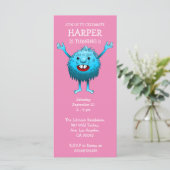 Fluffy Cute Monster Birthday Invitation (Staand voorkant)