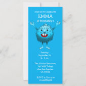 Fluffy Cute Monster Birthday Invitation (Voorkant)