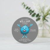 Fluffy Cute Monster Birthday Invitation Kaart (Staand voorkant)