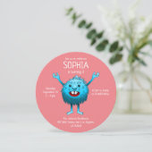 Fluffy Cute Monster Invitation Anniversaire (Debout devant)