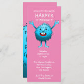Fluffy Cute Monster Invitation Anniversaire (Devant / Derrière)