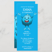 Fluffy Cute Monster Invitation Anniversaire (Devant / Derrière)