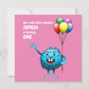Fluffy Cute Monster Invitation Anniversaire
