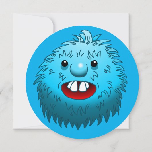 Fluffy Cute Monster Invitation Anniversaire (Dos)