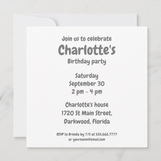 Fluffy Cute Monster Invitation Anniversaire (Dos)