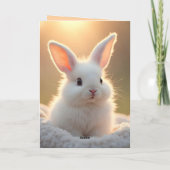 Fluffy, cute, white bunny, custom feestdagen kaart (Achterkant)